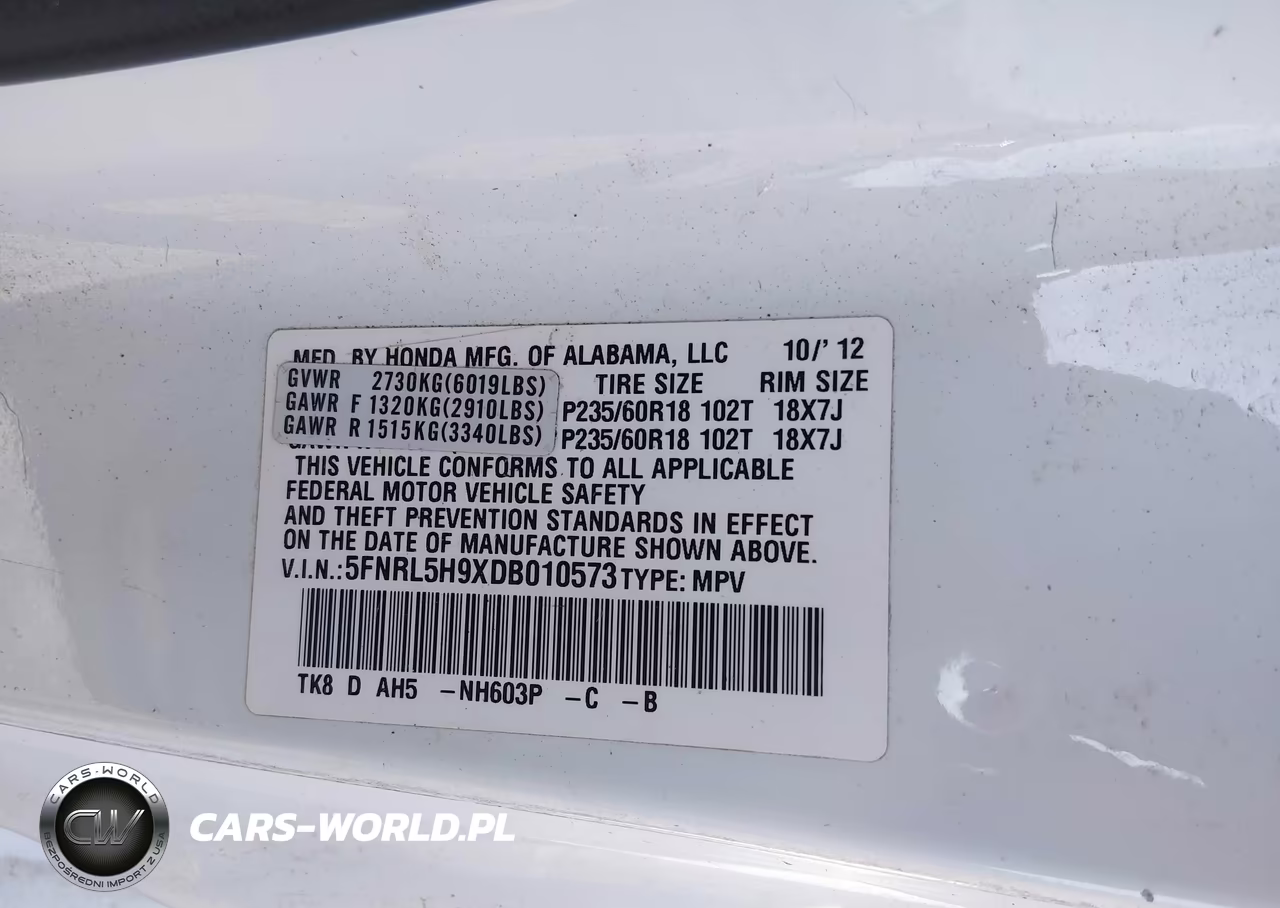 2013 Honda Odyssey Touring-Touring Elite VIN:5FNRL5H9XDB010573 - 9