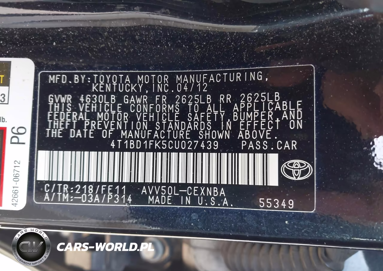 2012 Toyota Camry Hybrid Le VIN:4T1BD1FK5CU027439 - 9