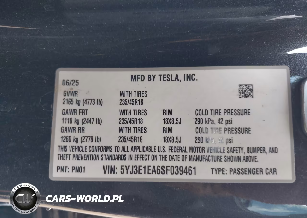 2025 Tesla Model 3 Long Range Rear-Wheel Drive-Standard Rear-Wheel Drive VIN:5YJ3E1EA6SF039461 - 9