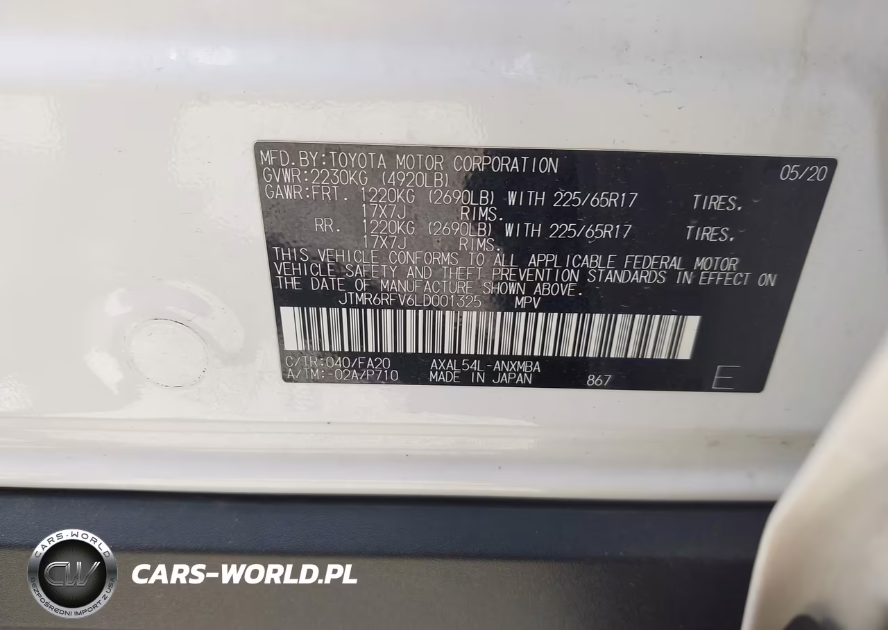 2020 Toyota Rav4 Hybrid Xle VIN:JTMR6RFV6LD001325 - 9