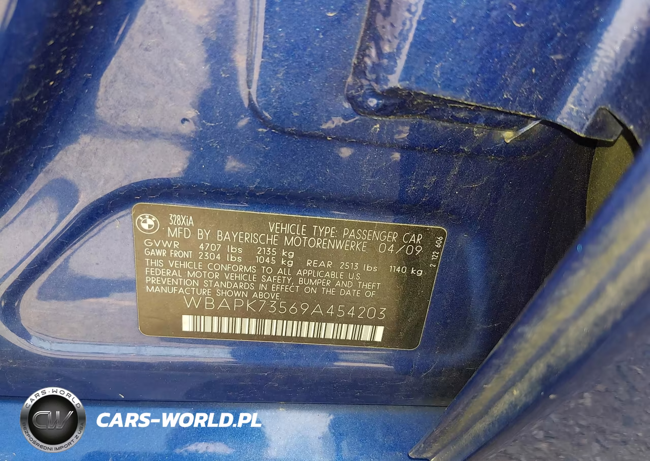 2009 BMW 328I xDrive VIN:WBAPK73569A454203 - 9