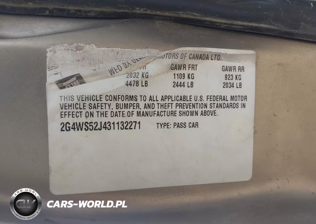 2003 Buick Century Custom VIN:2G4WS52J431132271 - 9