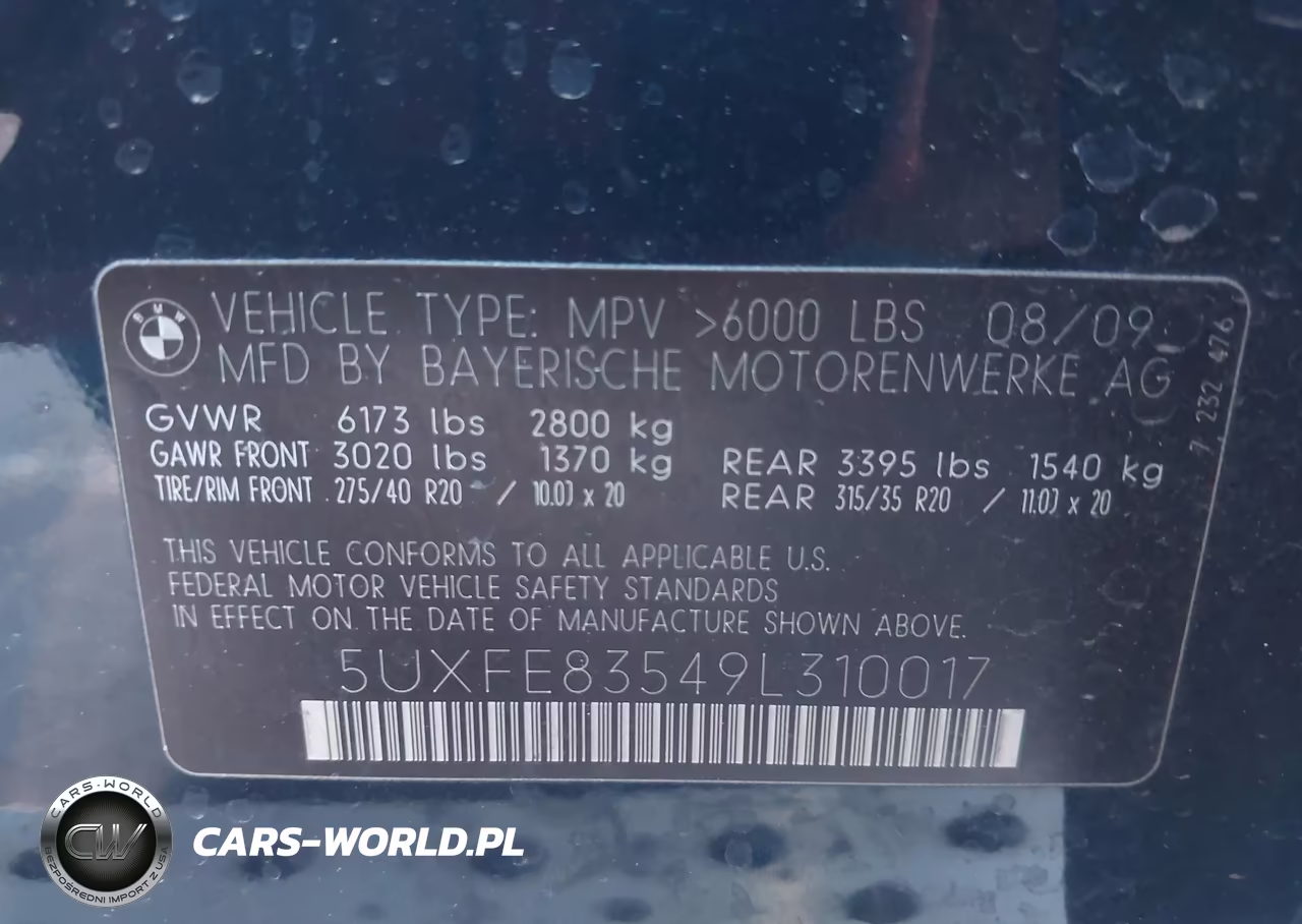 2009 BMW X5 xDrive48I VIN:5UXFE83549L310017 - 9