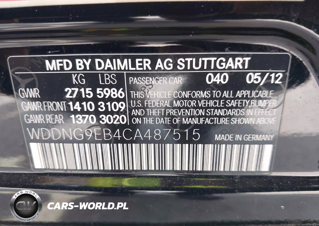 2012 Mercedes-Benz S 550 4Matic VIN:WDDNG9EB4CA487515 - 9