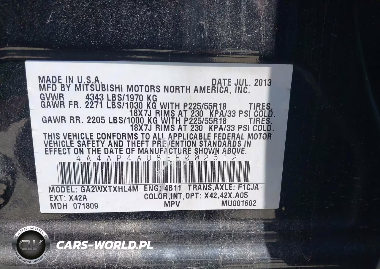 2014 Mitsubishi Outlander Sport Se VIN:4A4AP4AU8EE002512 - 9