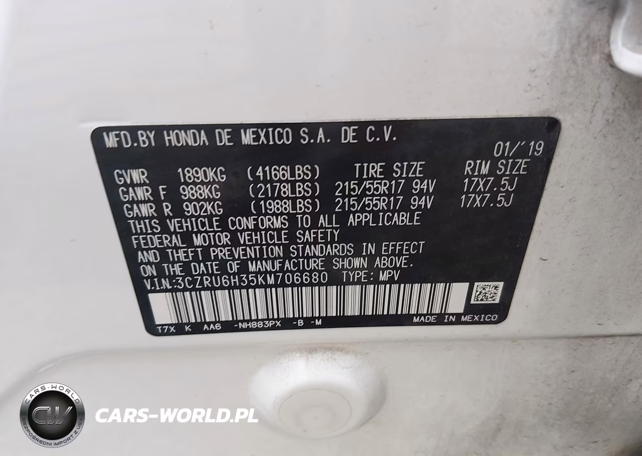 2019 Honda Hr-V Lx VIN:3CZRU6H35KM706680 - 9