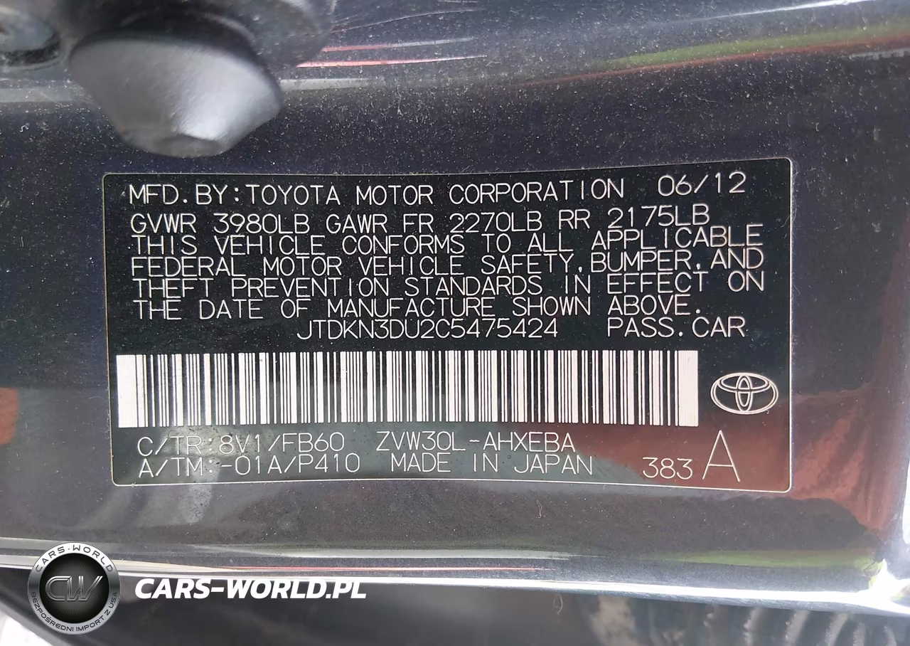 2012 Toyota Prius Three VIN:JTDKN3DU2C5475424 - 9