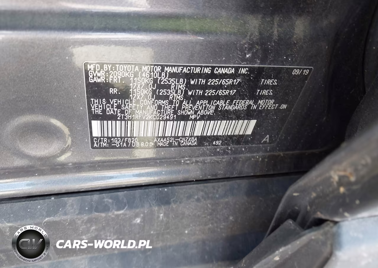 2019 Toyota Rav4 Le VIN:2T3H1RFV2KC029491 - 9