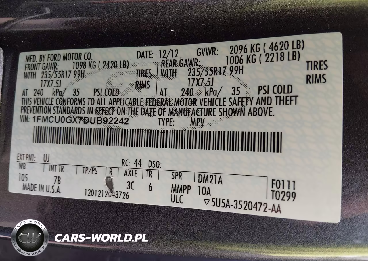 2013 Ford Escape Se VIN:1FMCU0GX7DUB92242 - 9