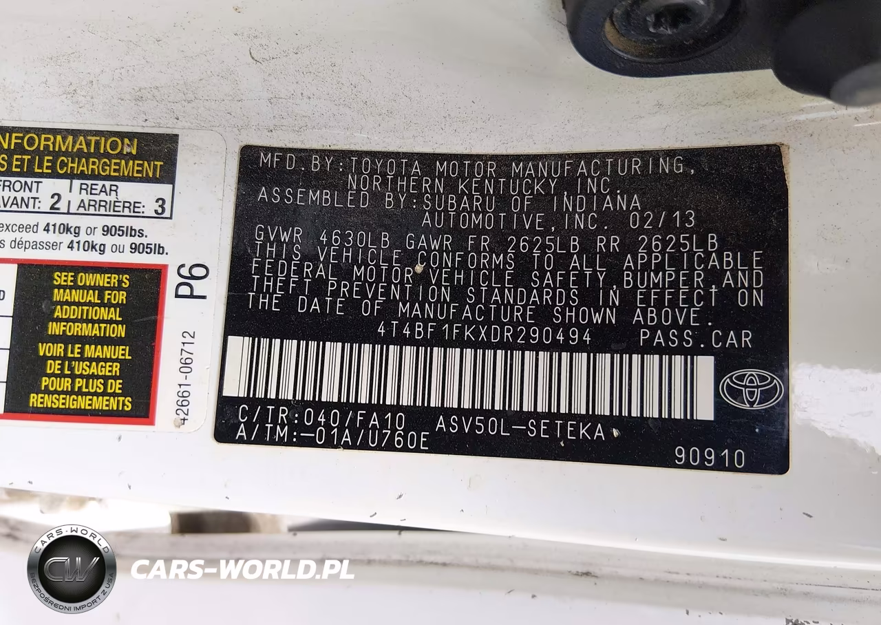 2013 Toyota Camry L VIN:4T4BF1FKXDR290494 - 9