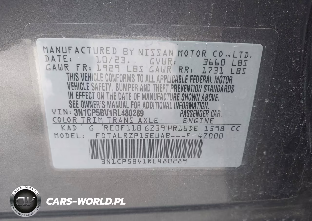 2024 Nissan Kicks S Xtronic Cvt VIN:3N1CP5BV1RL480289 - 9