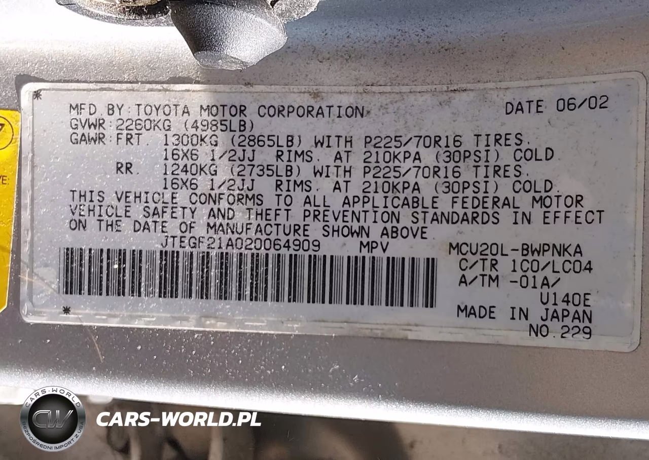 2002 Toyota Highlander Limited V6 VIN:JTEGF21A020064909 - 9