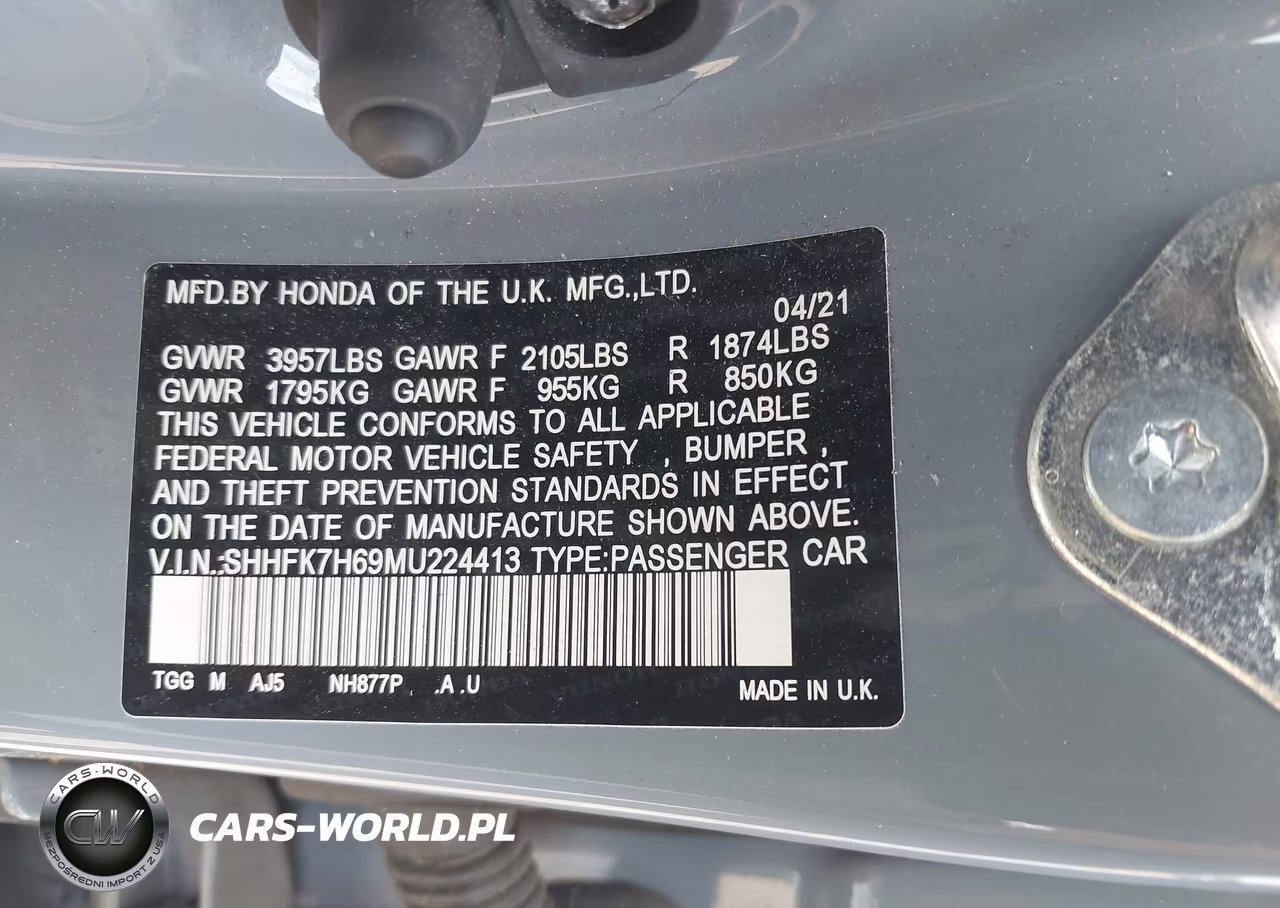 2021 HONDA CIVIC EX VIN:SHHFK7H69MU224413 - 9