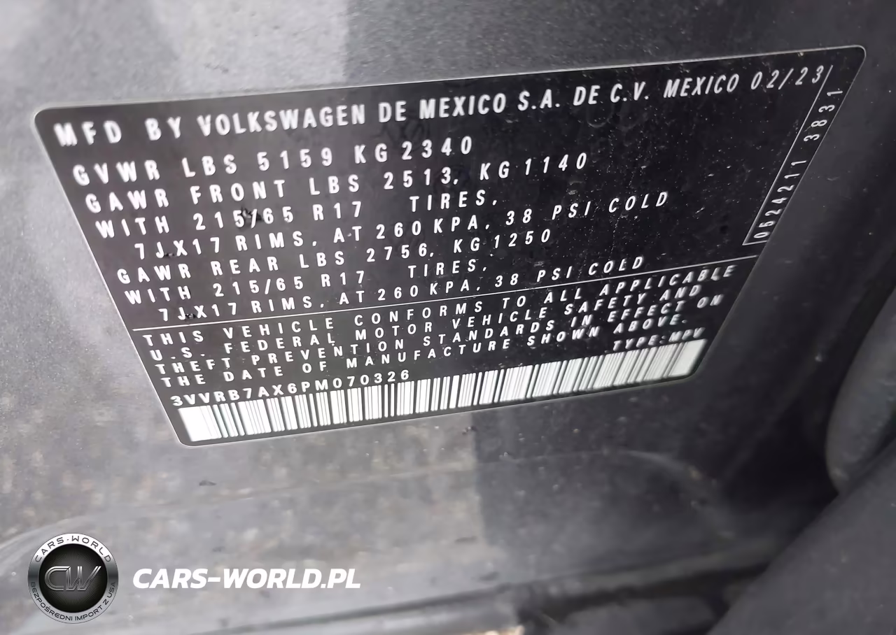 2023 Volkswagen Tiguan 2.0T S VIN:3VVRB7AX6PM070326 - 9