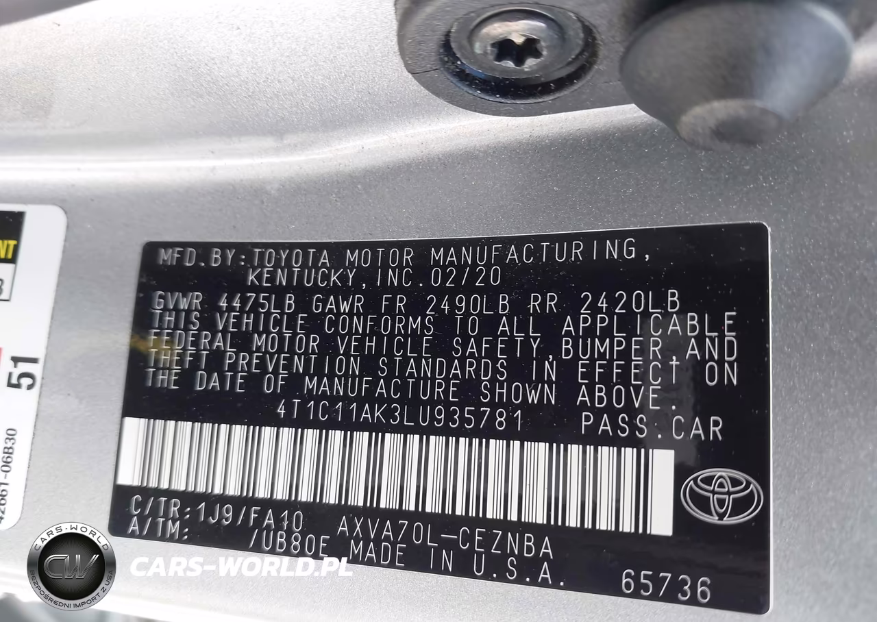 2020 Toyota Camry Le VIN:4T1C11AK3LU935781 - 9