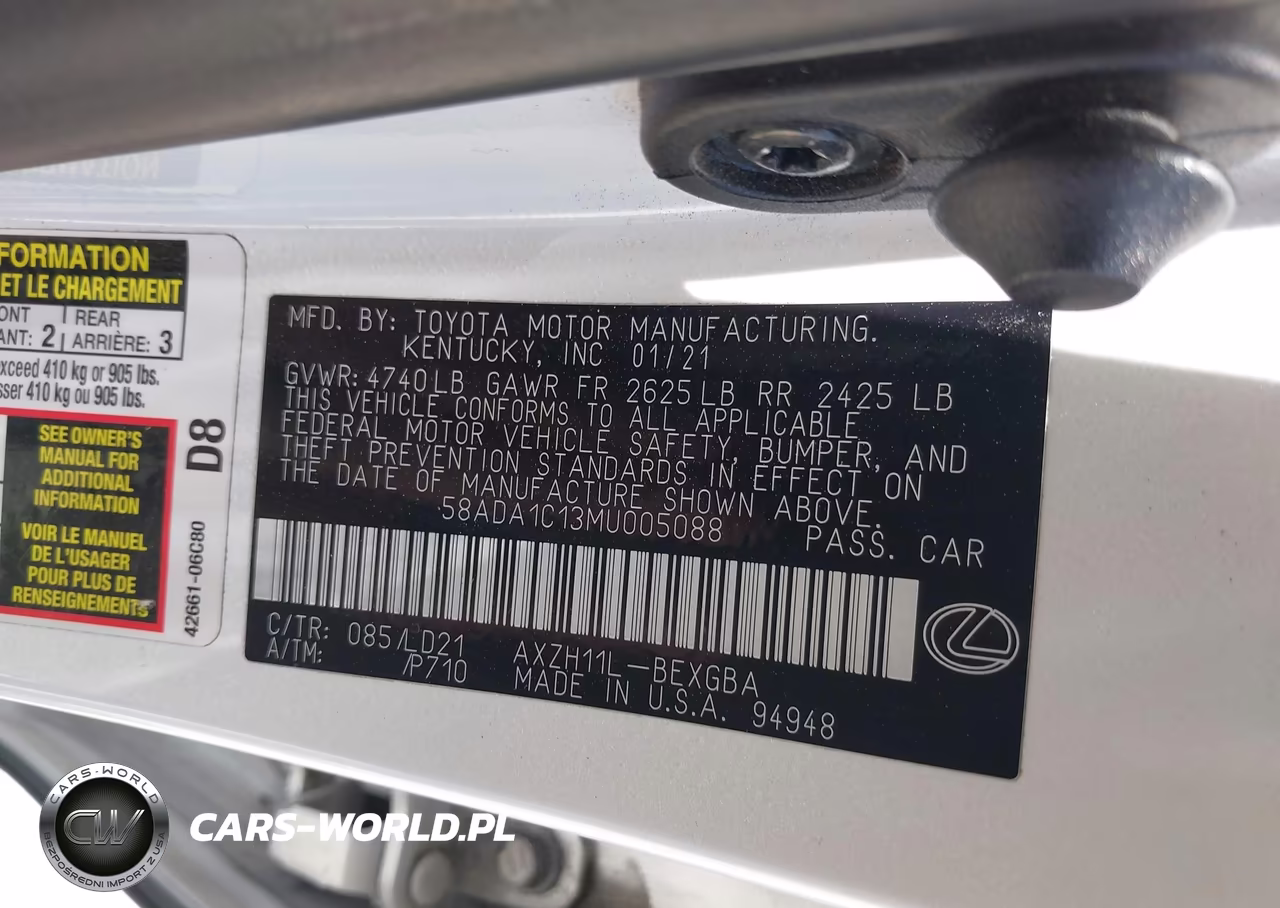 2021 Lexus Es 300H VIN:58ADA1C13MU005088 - 9