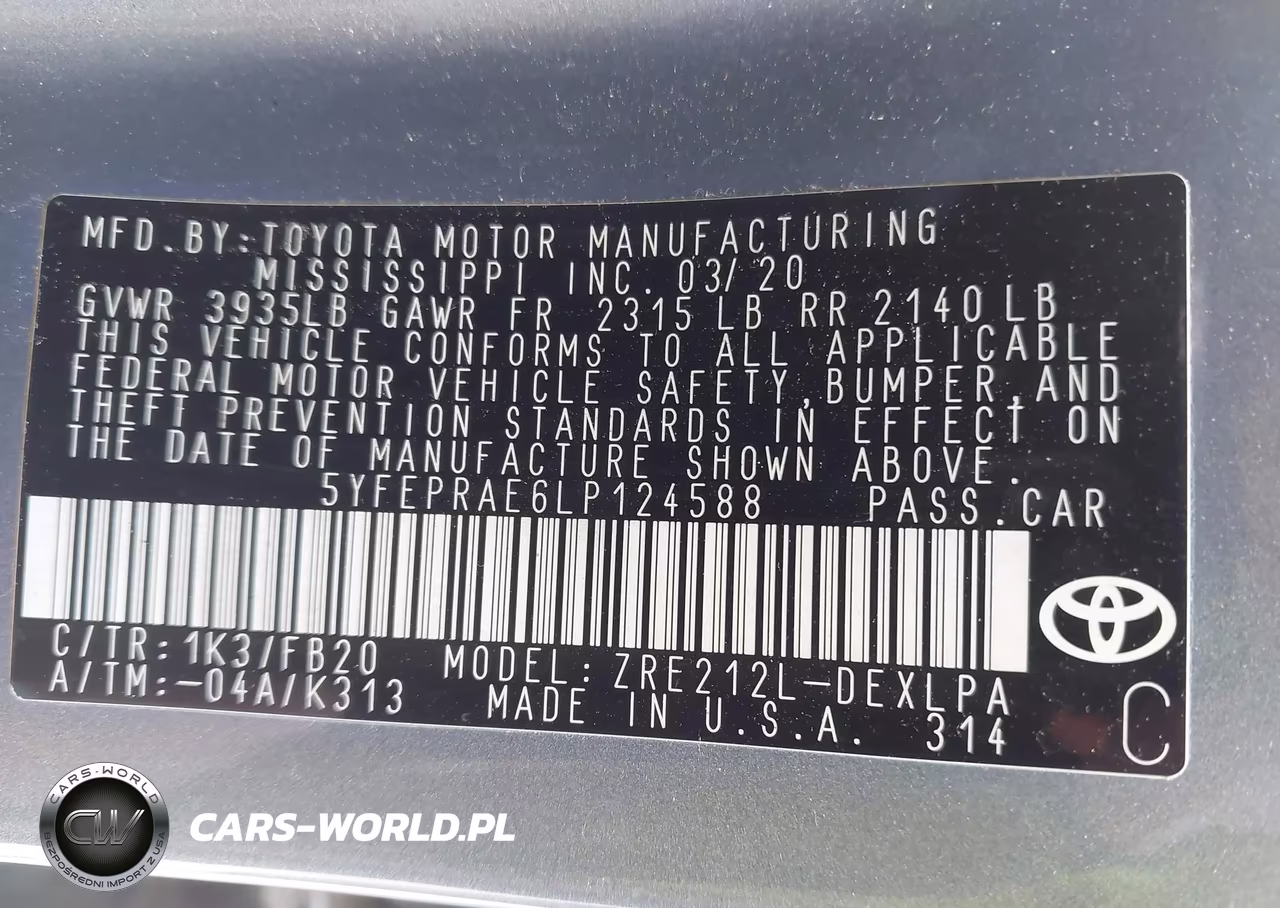2020 Toyota Corolla Le VIN:5YFEPRAE6LP124588 - 9