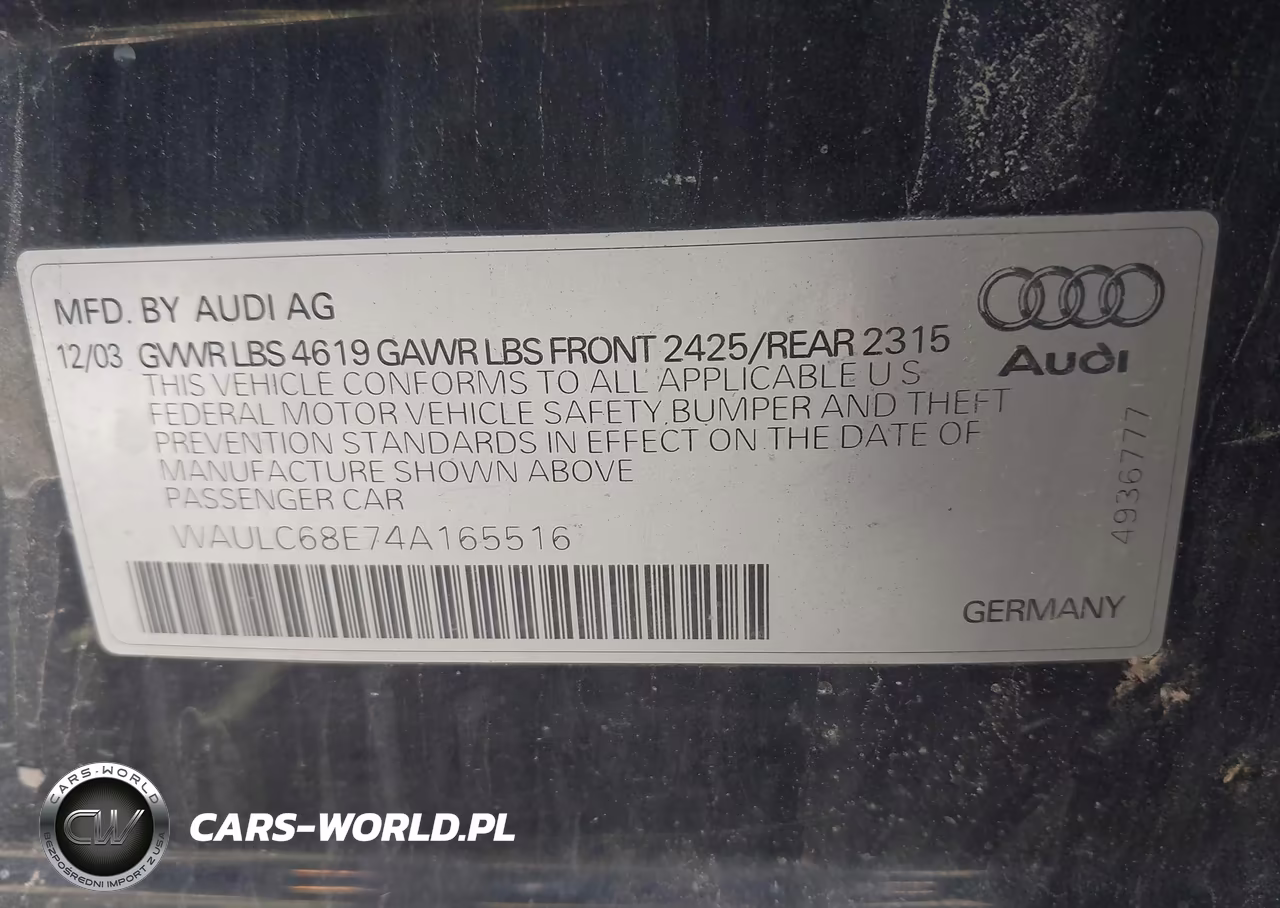 2004 Audi A4 1.8T Quattro VIN:WAULC68E74A165516 - 9