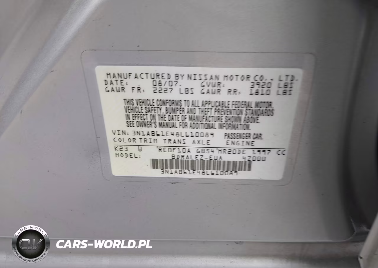 2008 Nissan Sentra 2.0S VIN:3N1AB61E48L610089 - 9