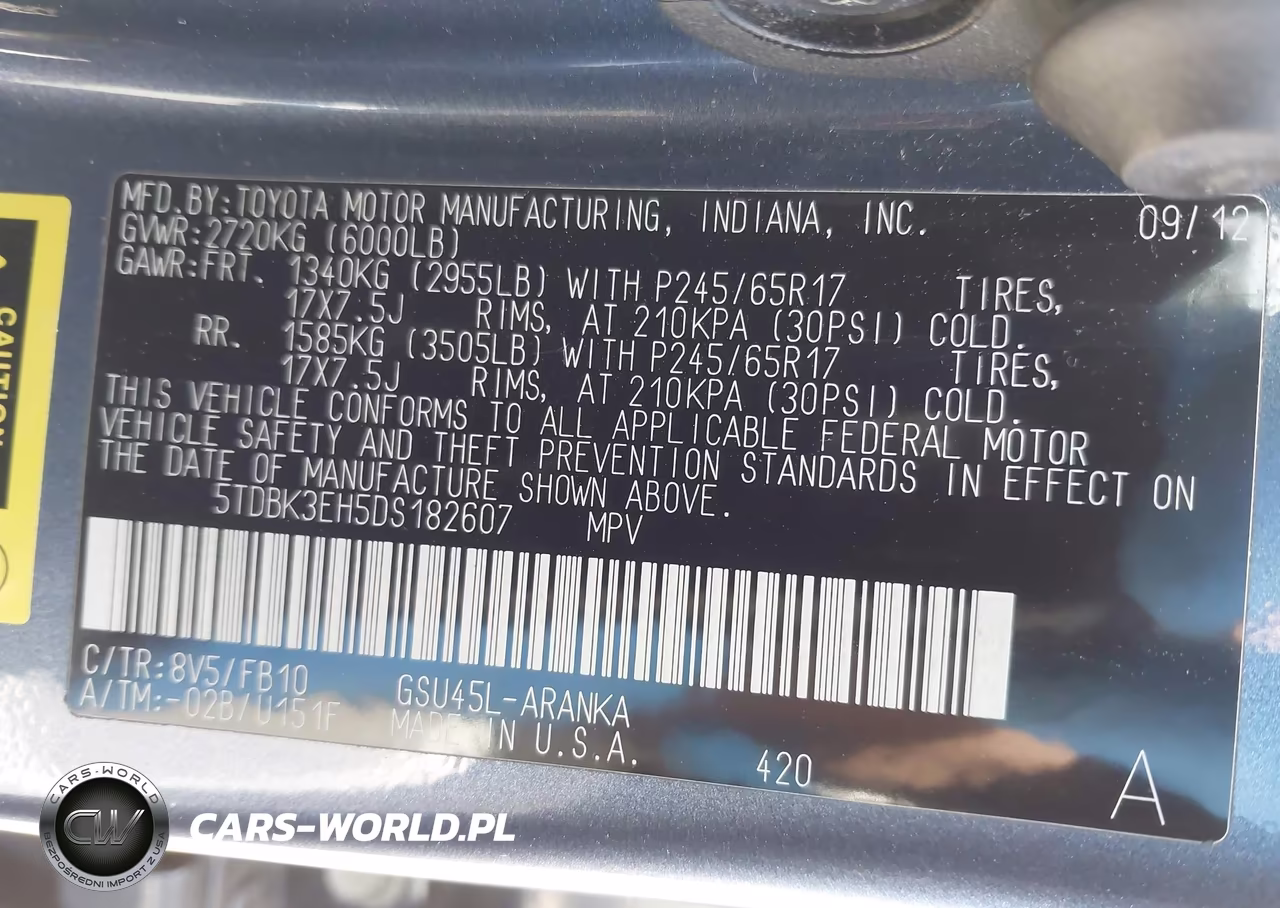 2013 Toyota Highlander Base V6 VIN:5TDBK3EH5DS182607 - 9