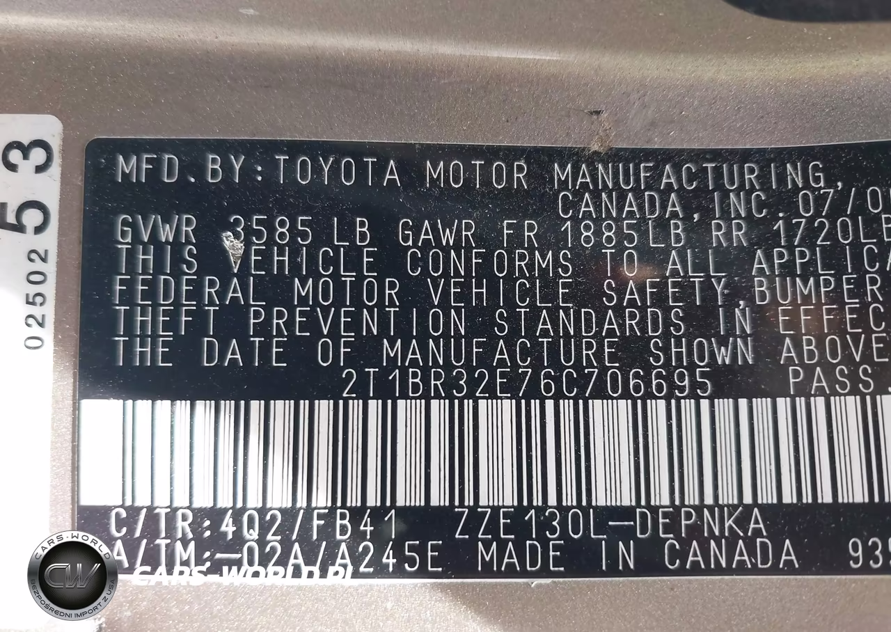 2006 Toyota Corolla Le VIN:2T1BR32E76C706695 - 9