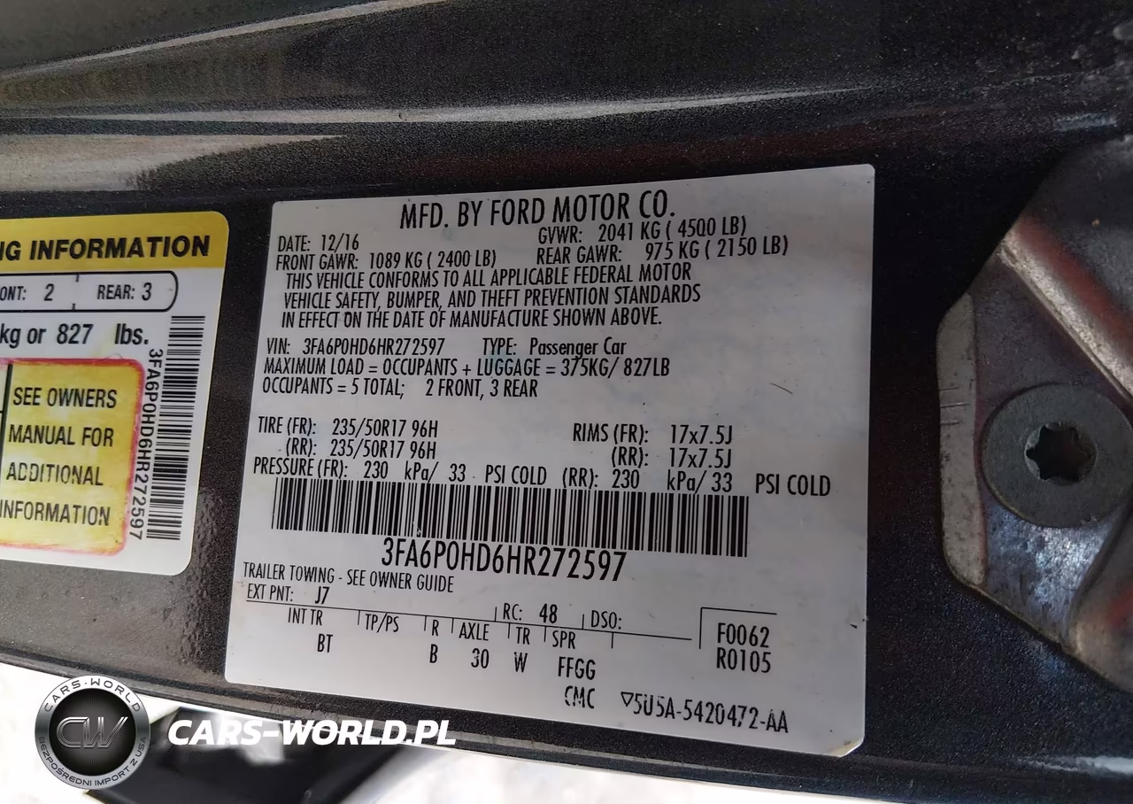 2017 Ford Fusion Se VIN:3FA6P0HD6HR272597 - 9