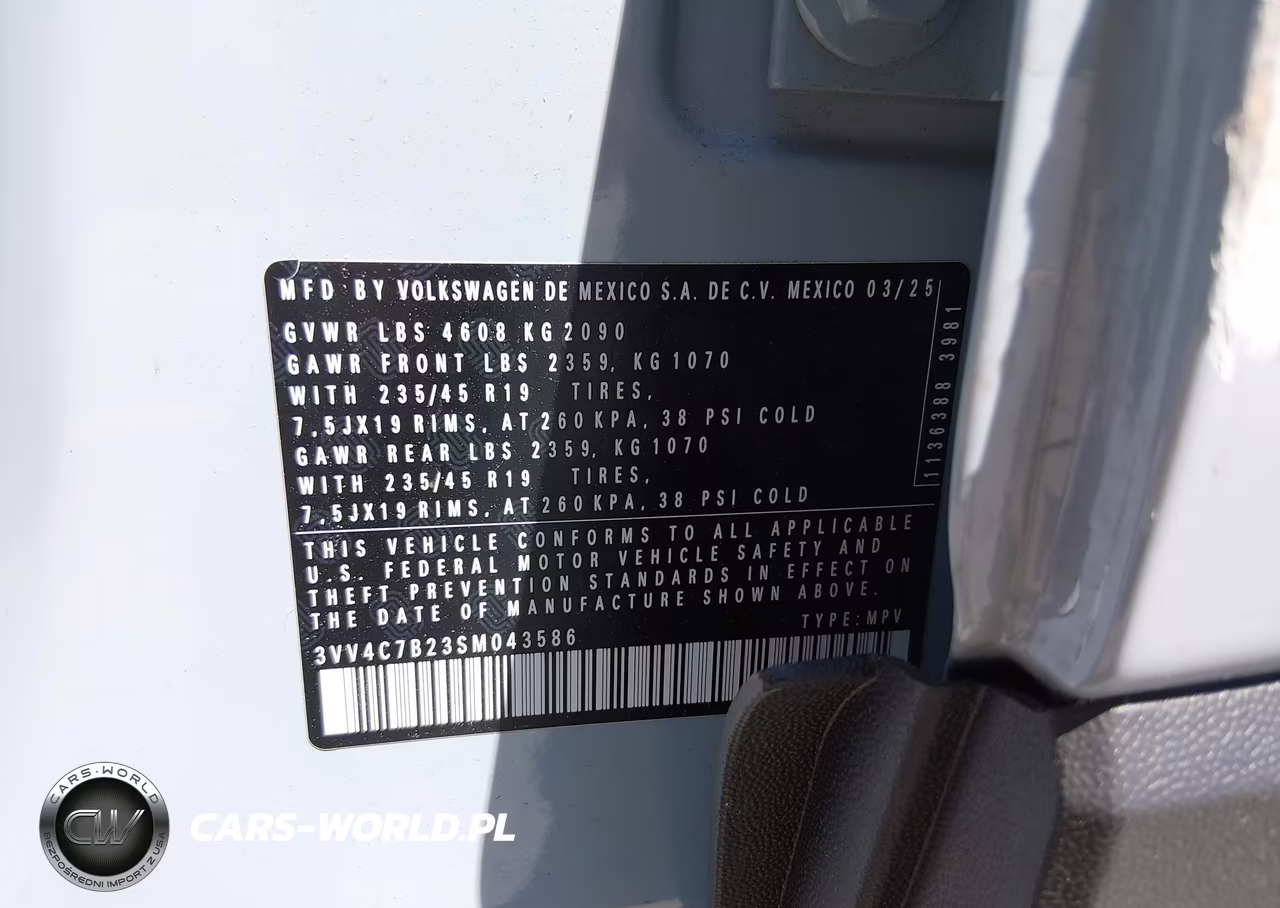2025 Volkswagen Taos 1.5T Sel VIN:3VV4C7B23SM043586 - 9