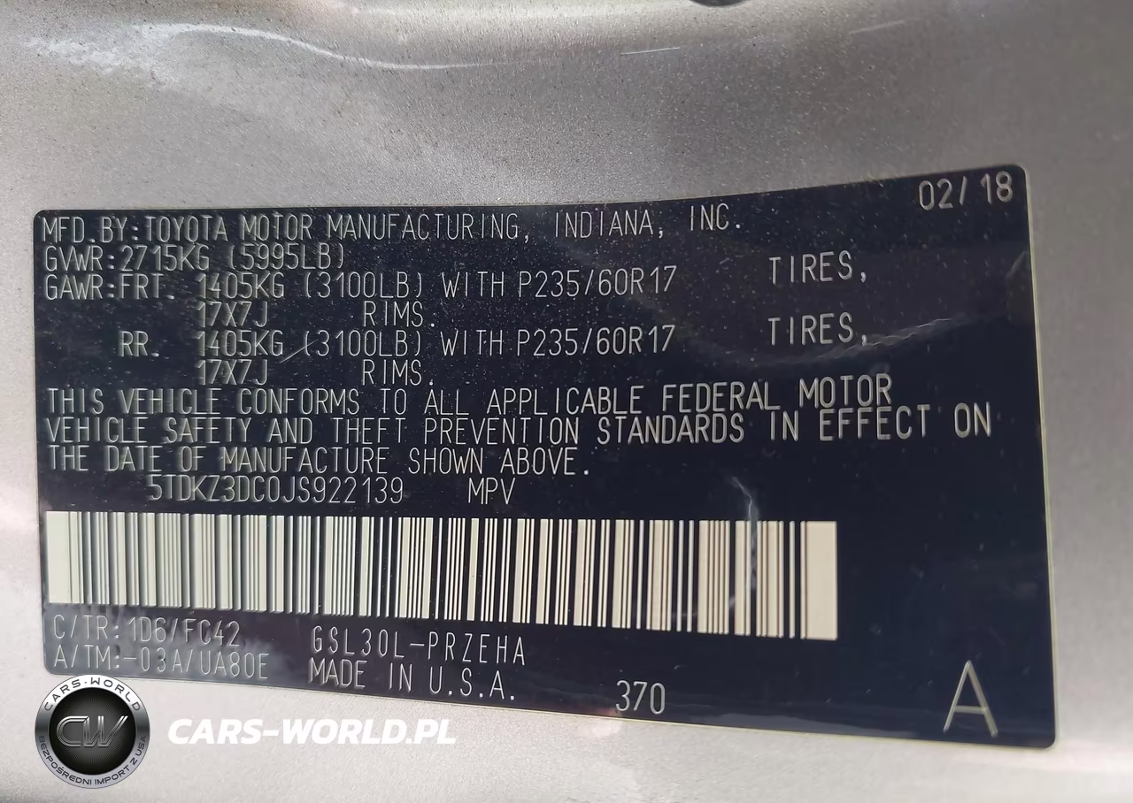 2018 Toyota Sienna Le 8 Passenger VIN:5TDKZ3DC0JS922139 - 9