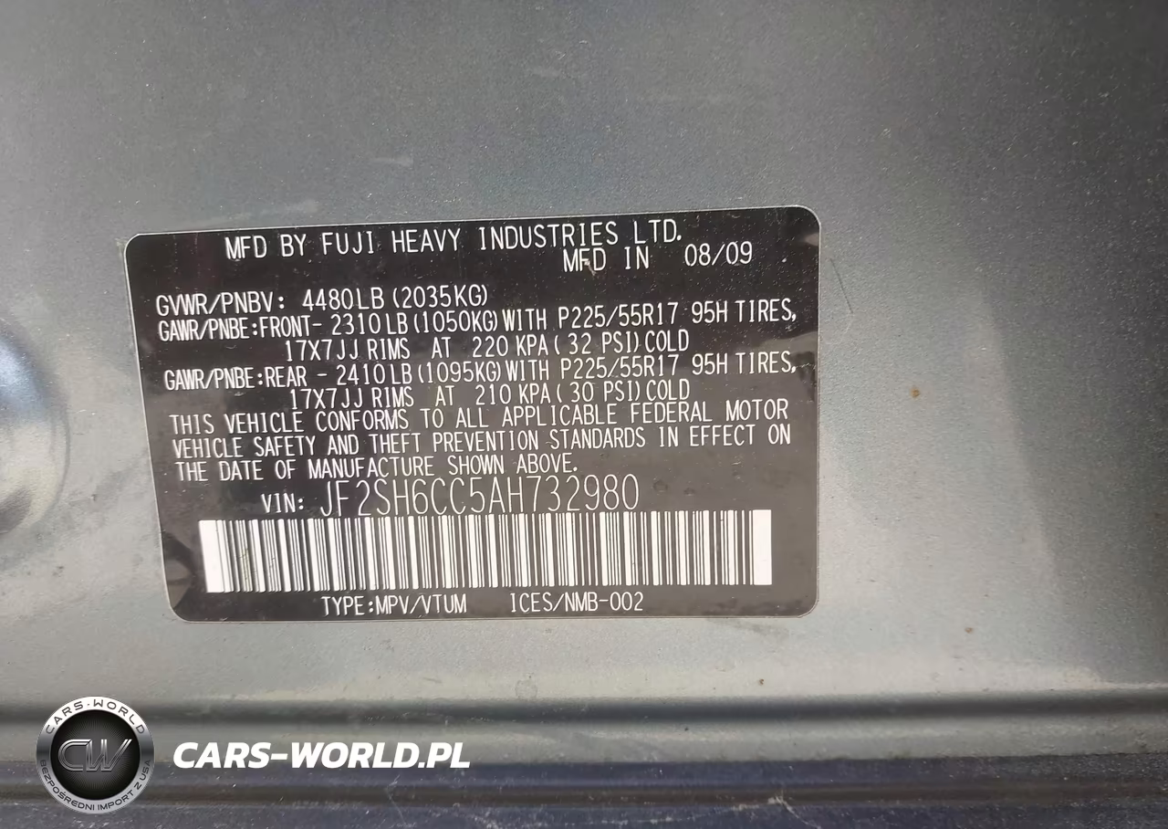 2010 Subaru Forester 2.5X Premium VIN:JF2SH6CC5AH732980 - 9