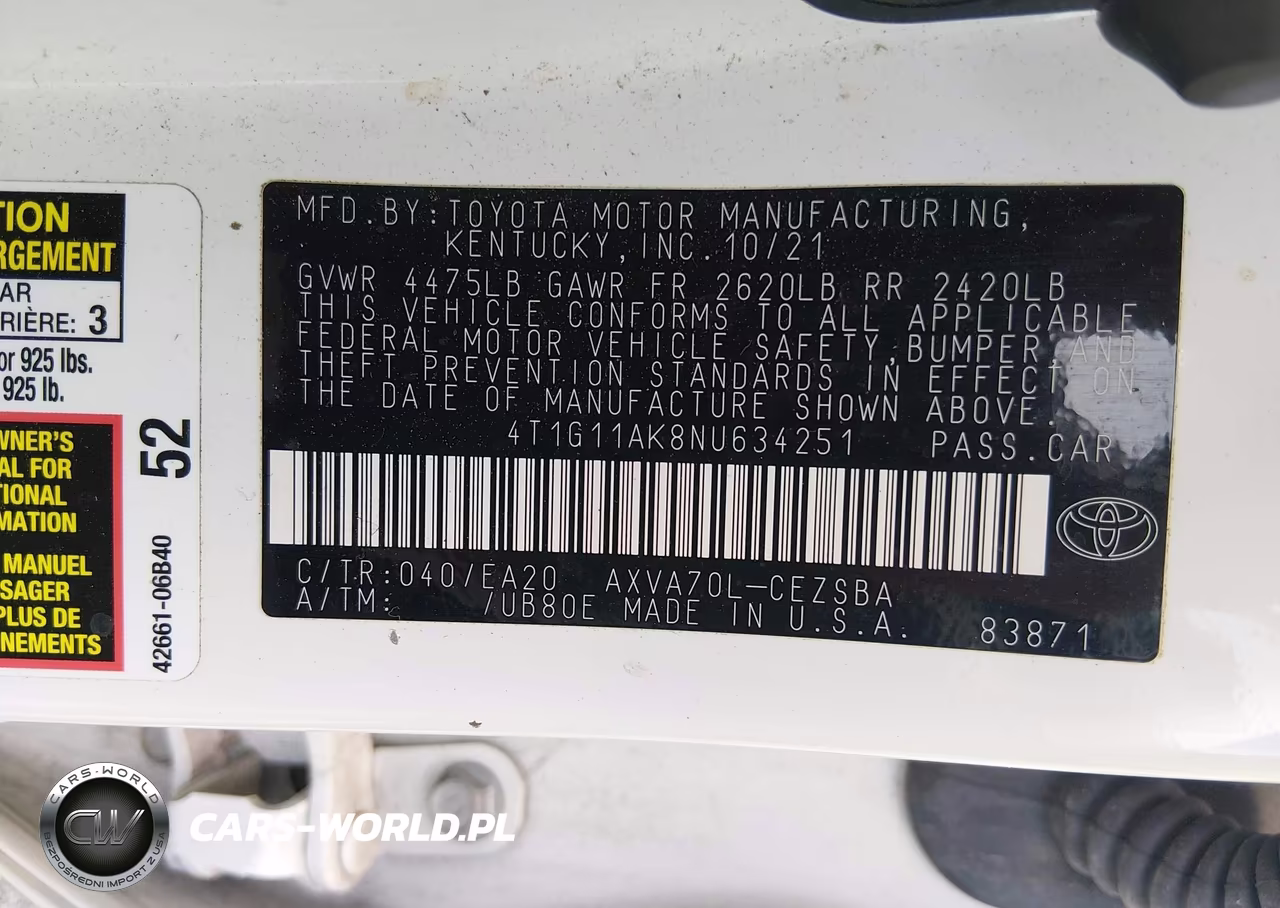 2022 Toyota Camry Se VIN:4T1G11AK8NU634251 - 9