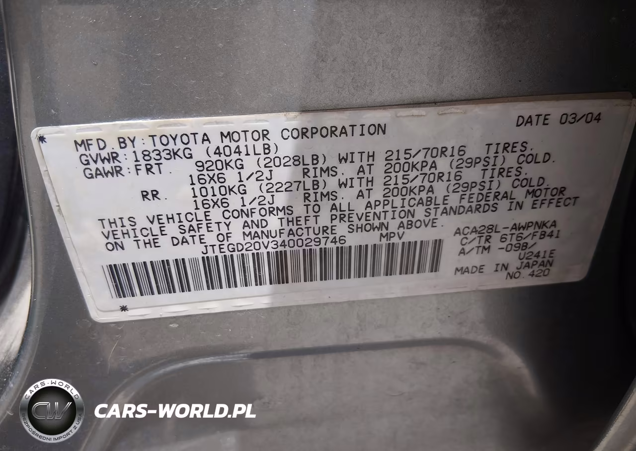2004 Toyota Rav4 VIN:JTEGD20V340029746 - 9