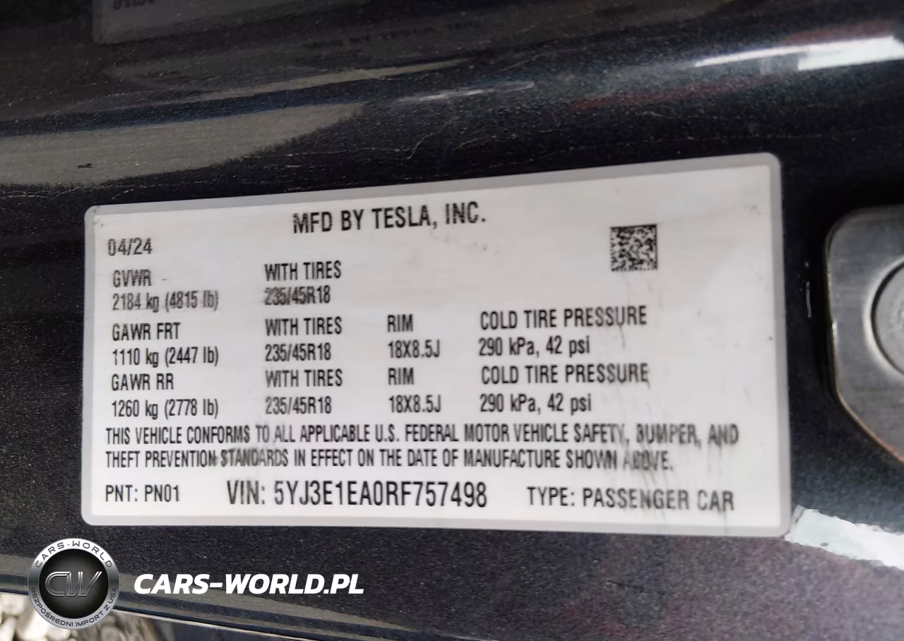 2024 Tesla Model 3 Long Range Dual Motor All-Wheel Drive-Rear-Wheel Drive VIN:5YJ3E1EA0RF757498 - 9