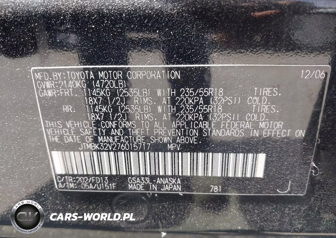 2007 Toyota Rav4 Sport V6 VIN:JTMBK32V276015717 - 9