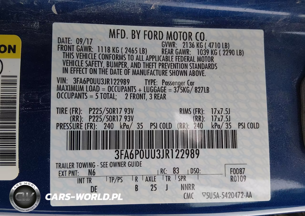 2018 Ford Fusion Hybrid S VIN:3FA6P0UU3JR122989 - 9