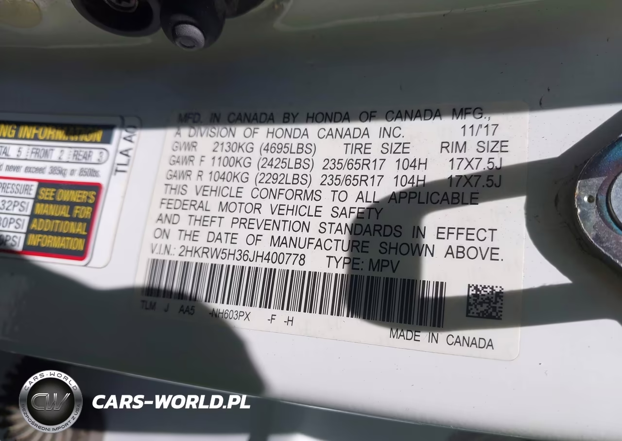 2018 Honda Cr-V Lx VIN:2HKRW5H36JH400778 - 9