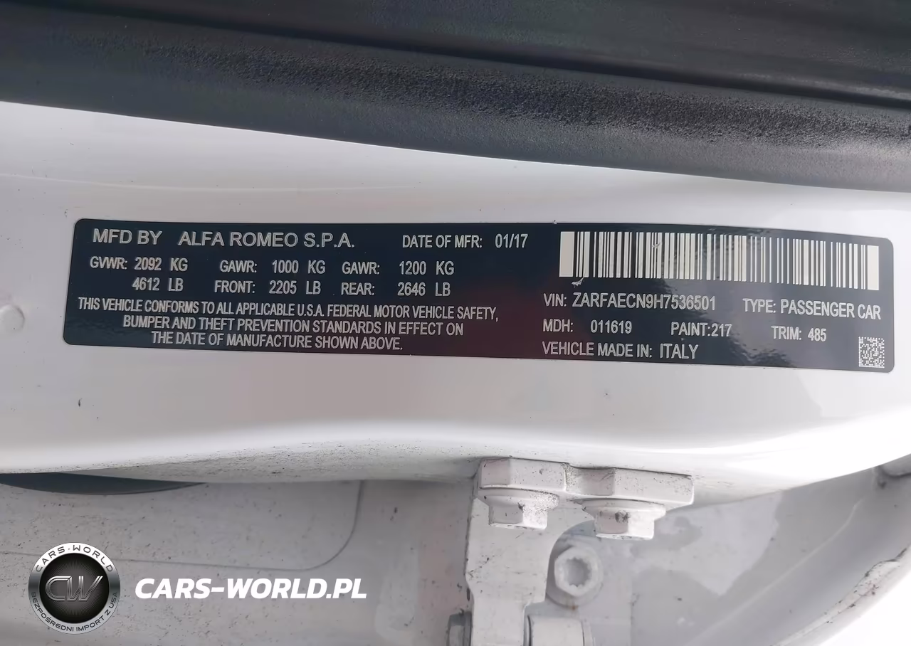 2017 Alfa Romeo Giulia Ti Rwd VIN:ZARFAECN9H7536501 - 9