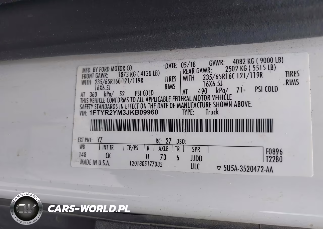 2018 Ford Transit-250 VIN:1FTYR2YM3JKB09960 - 9
