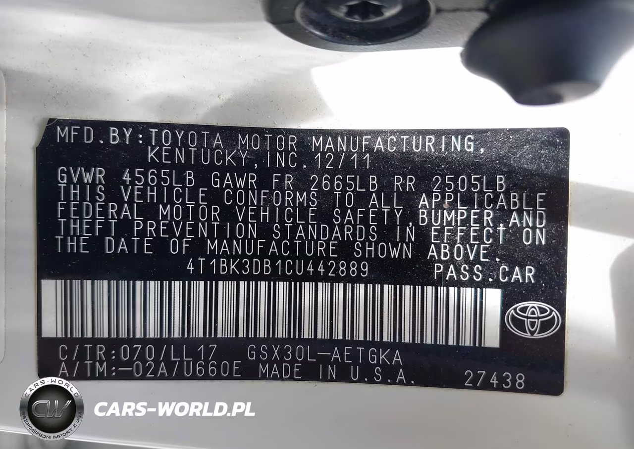 2012 Toyota Avalon VIN:4T1BK3DB1CU442889 - 9