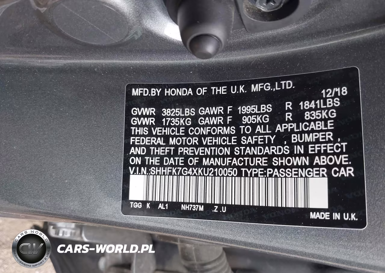 2019 Honda Civic Sport VIN:SHHFK7G4XKU210050 - 9