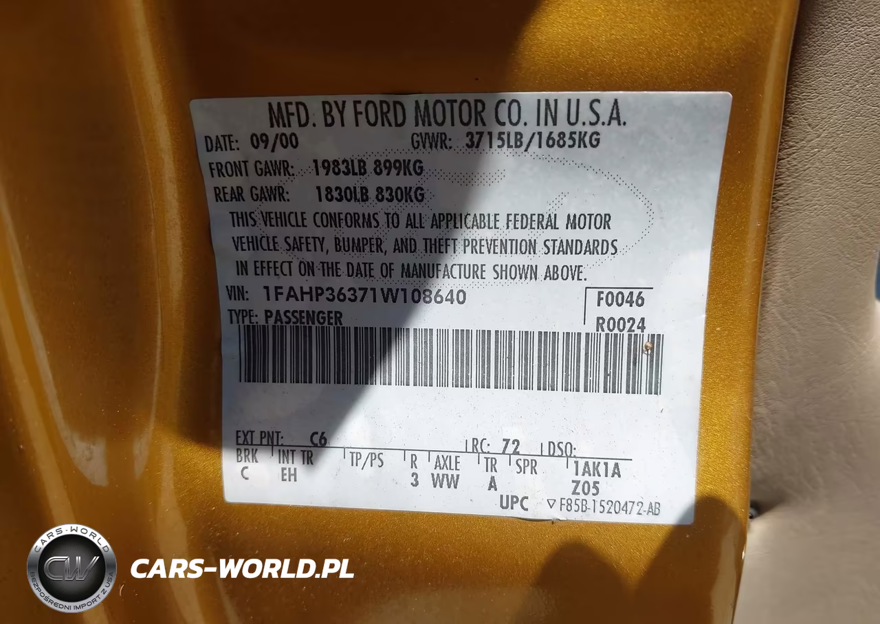 2001 Ford Focus Se VIN:1FAHP36371W108640 - 9