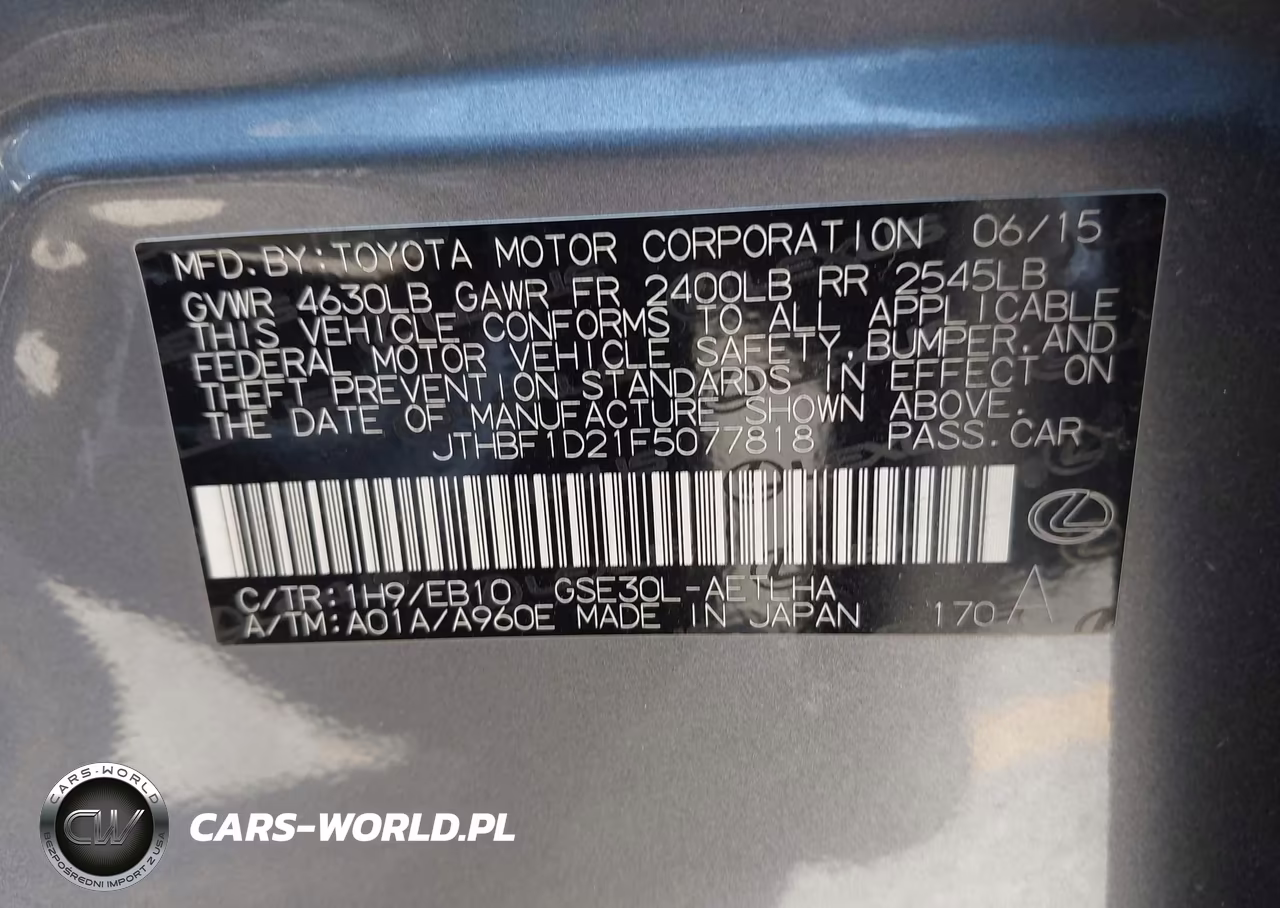 2015 Lexus Is 250 VIN:JTHBF1D21F5077818 - 9
