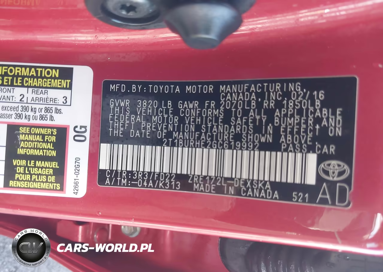 2016 Toyota Corolla S VIN:2T1BURHE2GC619992 - 9