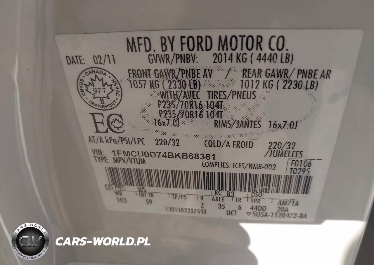2011 Ford Escape Xlt Automatic VIN:1FMCU0D74BKB68381 - 9