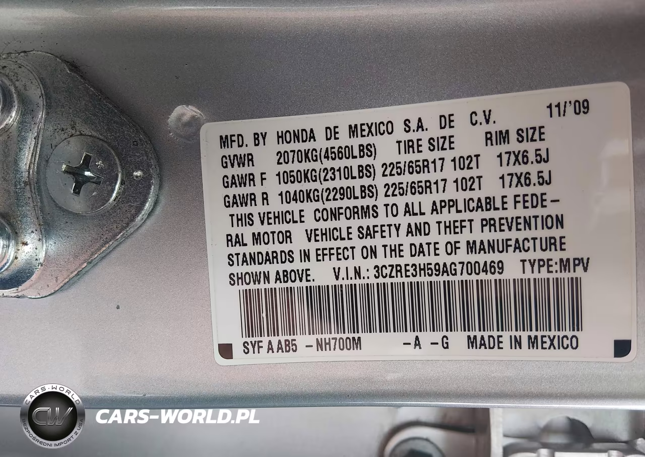 2010 Honda Cr-V Ex VIN:3CZRE3H59AG700469 - 9