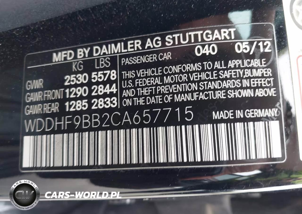 2012 Mercedes-Benz E 550 4Matic VIN:WDDHF9BB2CA657715 - 9