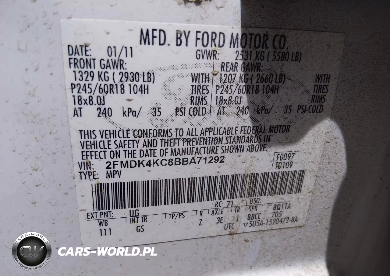 2011 Ford Edge Limited VIN:2FMDK4KC8BBA71292 - 9