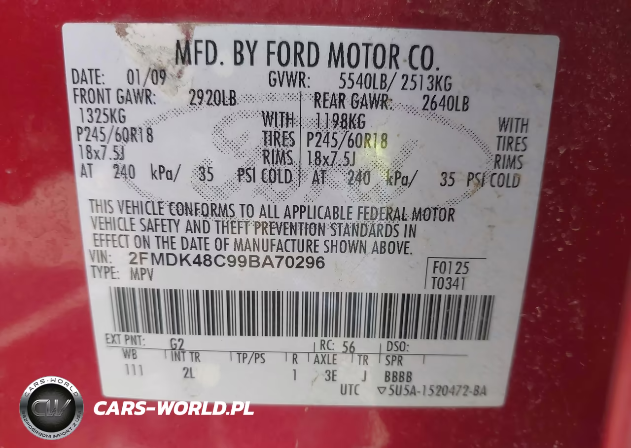 2009 Ford Edge Sel VIN:2FMDK48C99BA70296 - 9