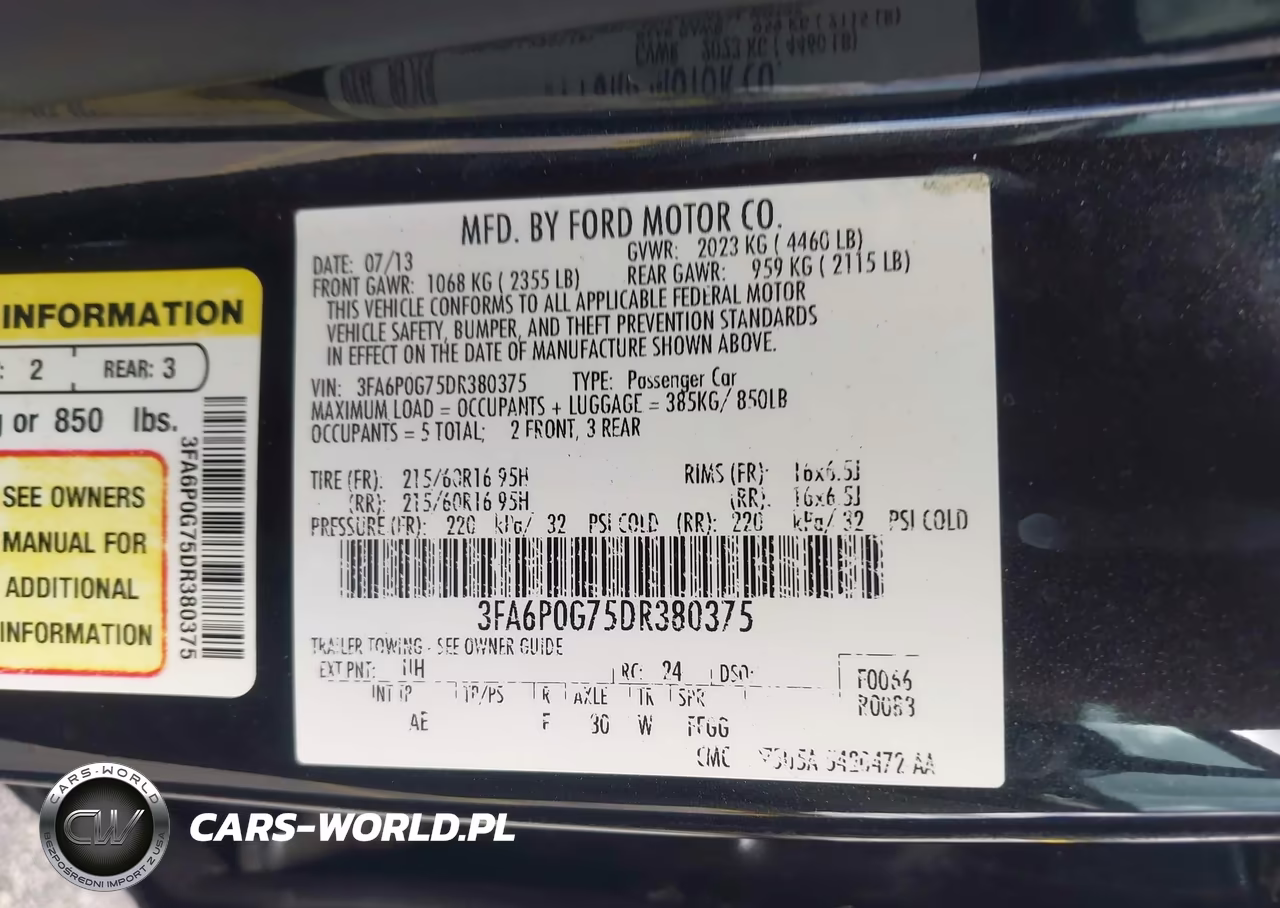 2013 Ford Fusion S VIN:3FA6P0G75DR380375 - 9