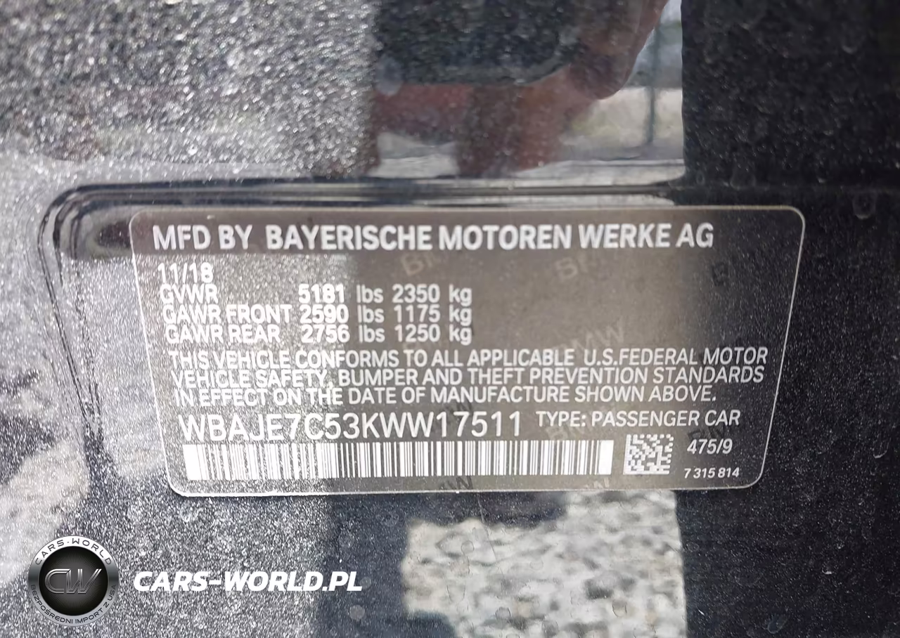 2019 BMW 540I xDrive VIN:WBAJE7C53KWW17511 - 9