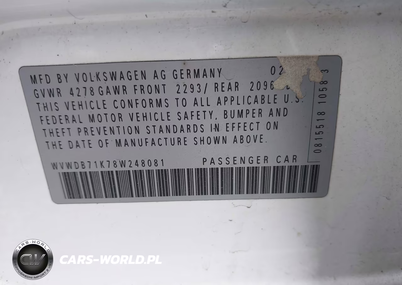 2008 Volkswagen Rabbit S VIN:WVWDB71K78W248081 - 9